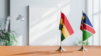 FLAGS OF GHANA AND NAMIBIA ON TABLE