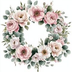 Elegant Floral Wreath with Eucalyptus and Flowers