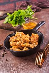 Fried chicken breast with spice and salt