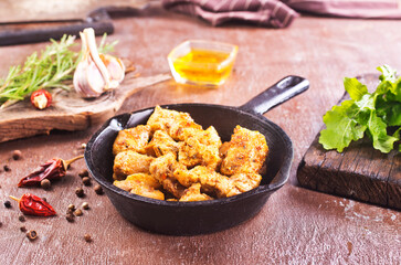 Fried chicken breast with spice and salt