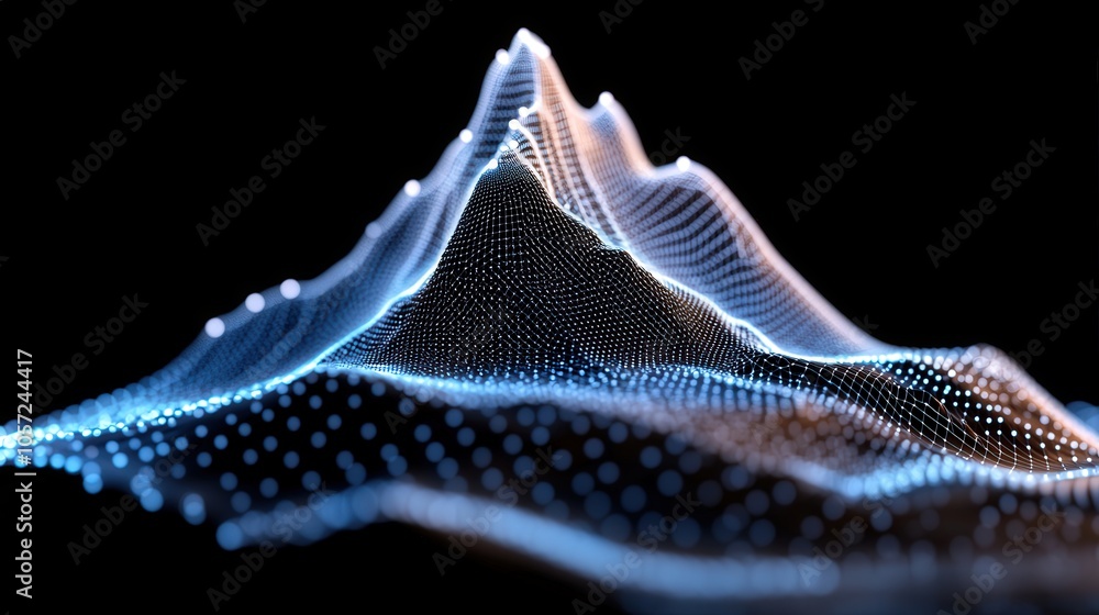 Poster abstract digital mountain landscape futuristic technology background 3d rendering data