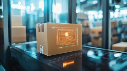 Smart packaging technology concept with integrated tracking for retail