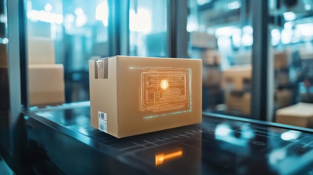 Smart packaging technology concept with integrated tracking for retail