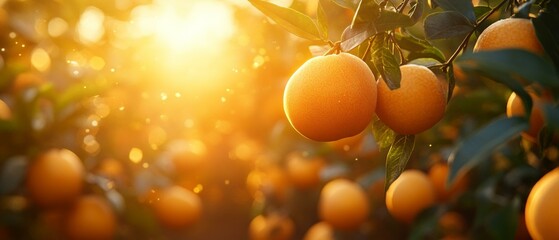 Vibrant Orange Grove, Sunlit Harvest