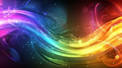 Fototapeta premium Vibrant Euphoria: Abstract Rainbow Swirls with Groovy Dynamic Shapes and Energetic Feel in Sharp Focus