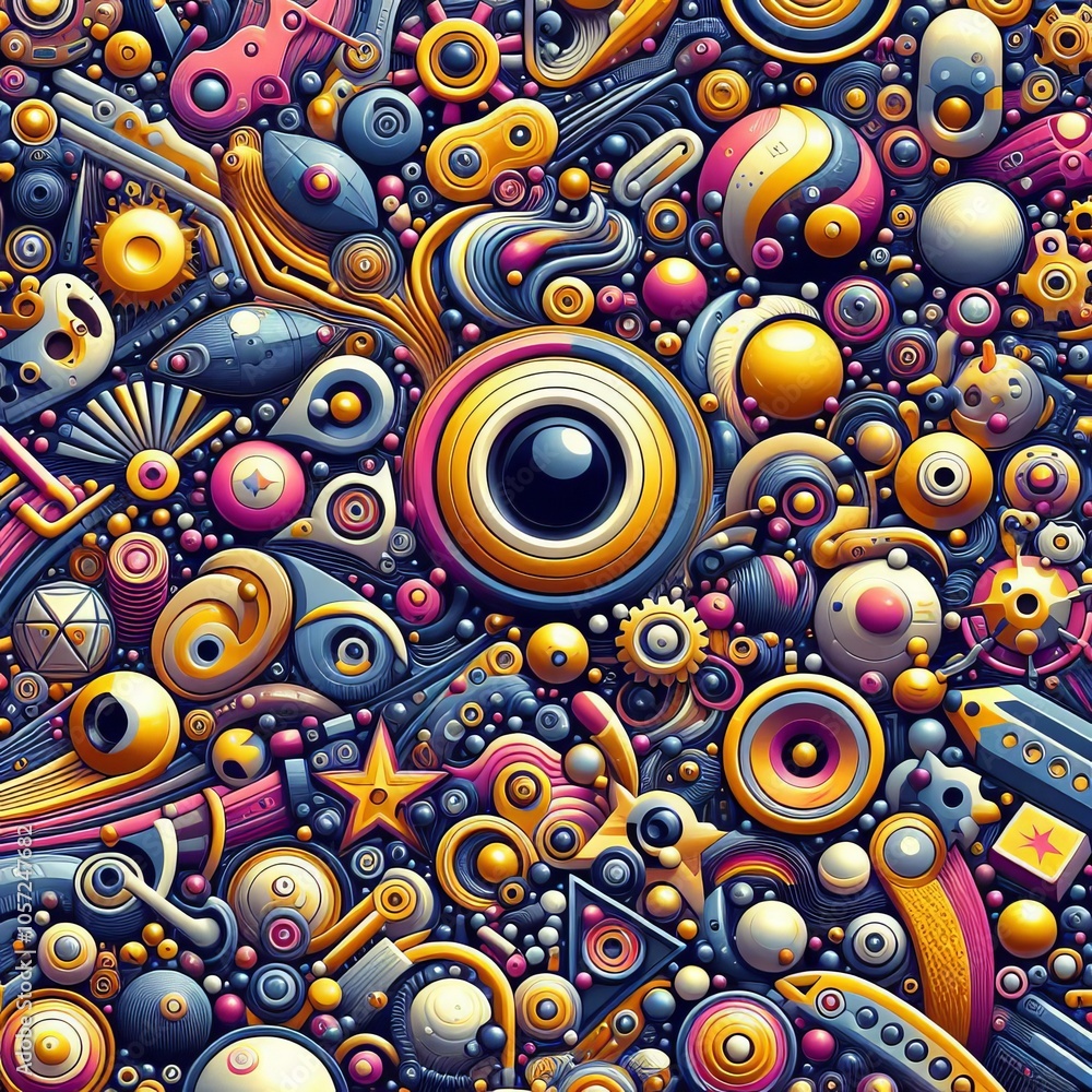 Poster random object scattering high contrast