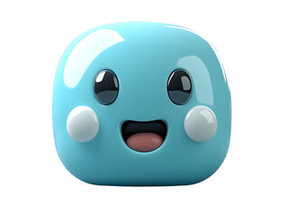 Fototapeta premium 3D Cartoon Character Face with Expressive Eyes on Transparent Background