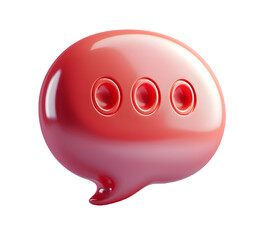 Glossy Red Speech Bubble Icon - Isolated on Transparent Background