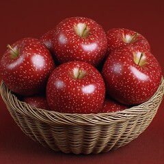 Red Apples in Basket, Fresh and Crisp, Perfect for Snacking
