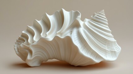 White Seashell Decoration, Artistic Shell Sculpture