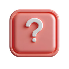 Minimalist Peach Question Mark Icon on a Square Button with Rounded Corners