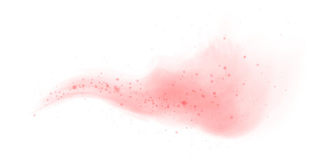 Cigarette smoke. Red fog or smoke. Fantastic smoke background. Red magic smoke with glitter and small particles of twinkling stars, fog with glowing particles, multicolored steam with stardust. PNG.