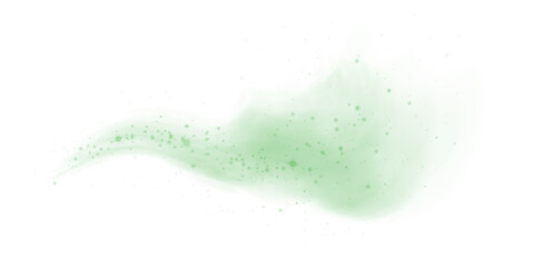 Cigarette smoke. Green fog or smoke. Fantastic smoke background. Green magic smoke with glitter and small particles of twinkling stars, fog with glowing particles, multicolored steam with stardust. PN