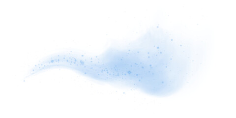 Cigarette smoke. Blue fog or smoke. Fantastic smoke background. Blue magic smoke with glitter and small particles of twinkling stars, fog with glowing particles, multicolored steam with stardust. PNG.