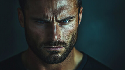 Obraz premium Angry man with a serious expression and fierce look