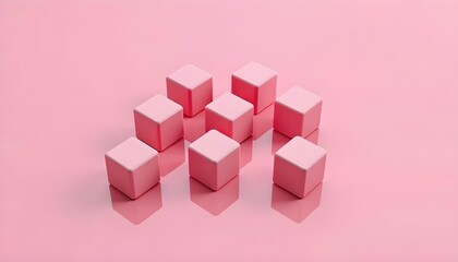 cubes with light reflection on surface on pink background