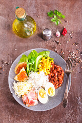 breakfast on plate on a table