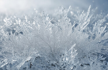 icy white background with frost patterns and sparkling snow