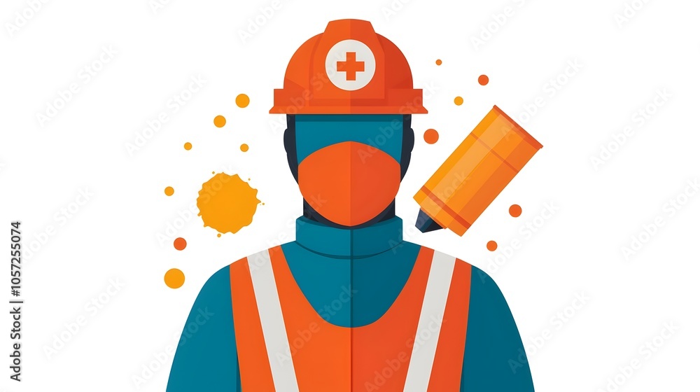 Poster Detailed Risk Management Line Icon Showing Warning Sign and Complementary Color Scheme for Business Finance and Security Concepts