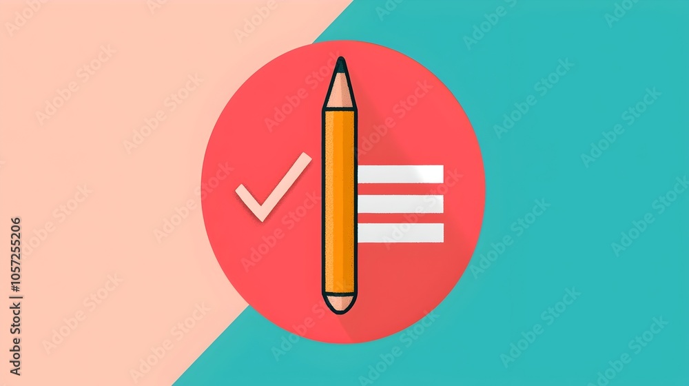 Aufkleber Minimalist line art icon design in a split complementary color scheme depicting the concept of risk management audit and assessment for business strategy planning and evaluation