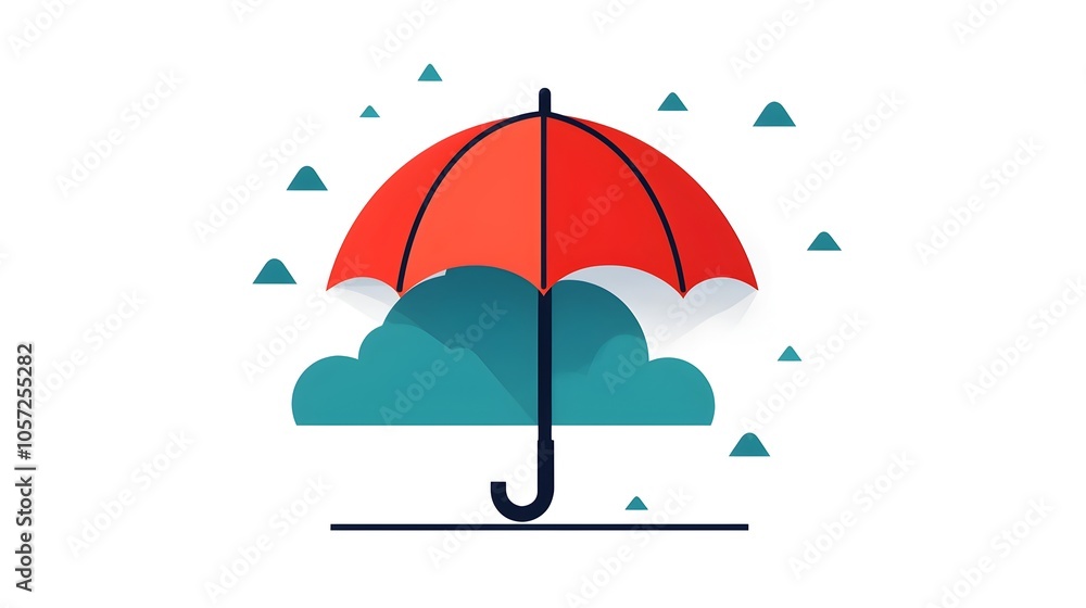 Poster Risk Management Icon in Minimal Flat Design Style with Complementary Color Scheme Depicting Business and Finance Protection and Safety Concepts
