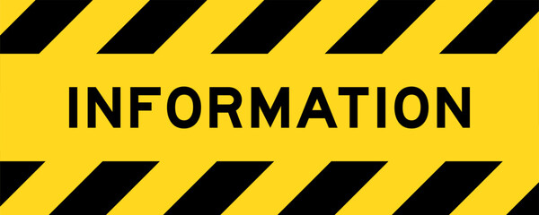 Yellow and black color with line striped label banner with word informationYellow and black color with line striped label banner with word information