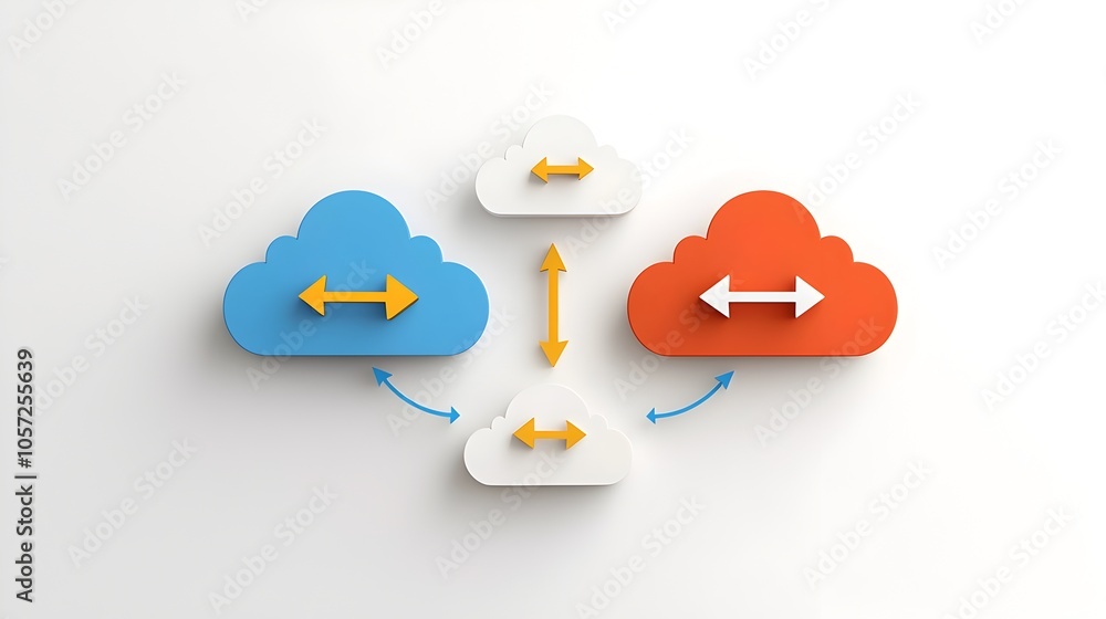 Leinwandbilder Minimalist two tone cloud icon symbolizing seamless data transfer and connectivity between servers hosting a high tech network infrastructure  Concept of cloud computing data management