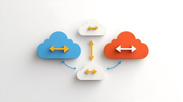 Minimalist two tone cloud icon symbolizing seamless data transfer and connectivity between servers hosting a high tech network infrastructure  Concept of cloud computing data management