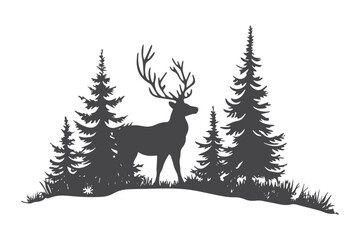 paper cut Christmas deer and snowflakes SVG cut file.