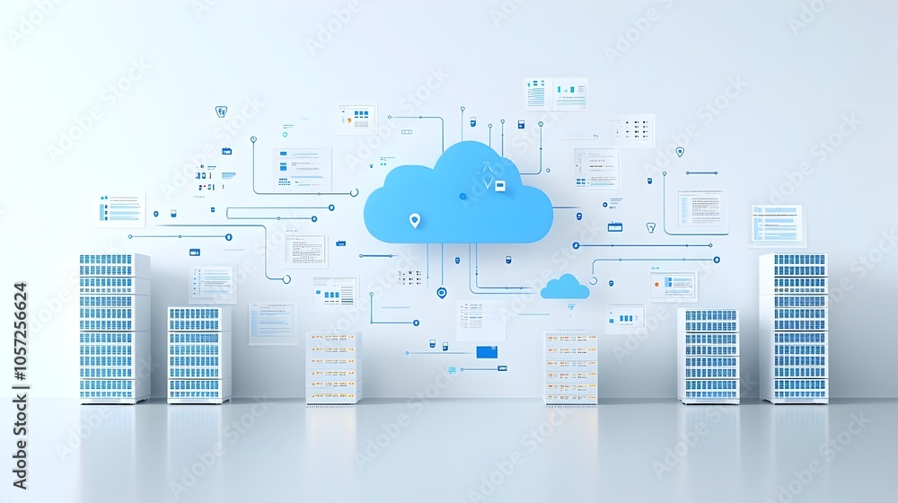 Aufkleber Scalable Cloud Hosting Icon Showcasing Interconnected Server Network for Efficient and Reliable Digital Infrastructure