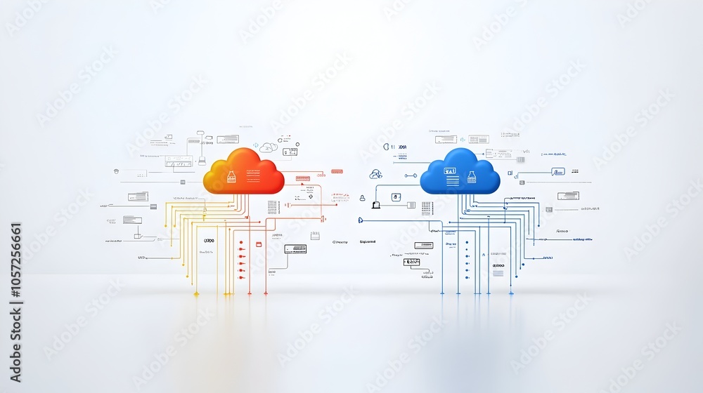 Aufkleber Scalable cloud server hosting solution with interconnected networks of servers for reliable and efficient web infrastructure and digital services