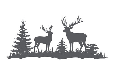 paper cut Christmas deer and snowflakes SVG cut file.