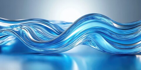 Flowing Blue Curves in 3D Rendering