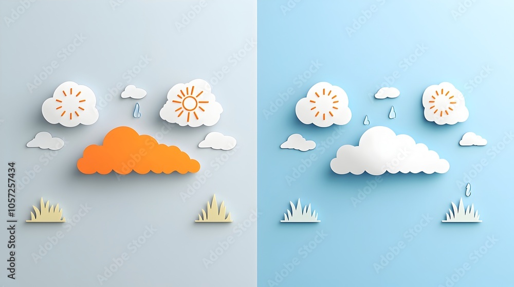 Leinwandbilder minimalist weather symbols designed with crisp clear edges and representing mist heat waves and cold