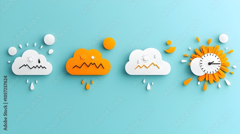 Aufkleber Set of simple minimalist weather icons representing the four seasons in a clean abstract and monochrome design style