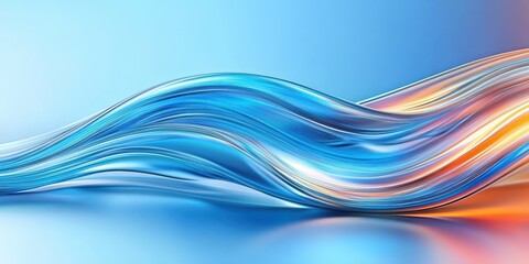 Abstract Blue Flowing Lines in 3D Rendering