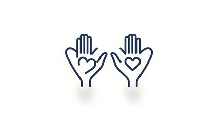 Obraz premium Minimalist and clean charity icon set in two contrasting color tones featuring open hands with a heart icon motif that symbolizes generosity care and compassion