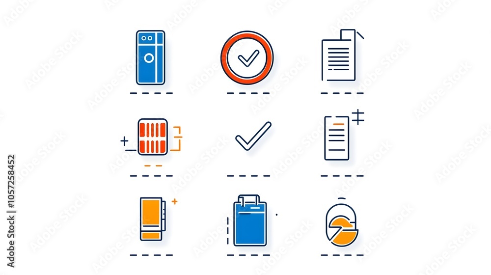 Leinwandbilder Flat bold line icons of a cursor pointer clicking on a target symbol representing precise selection focus and accuracy in digital interface design and technology