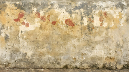Fototapeta premium Weathered concrete wall with red paint splatter.
