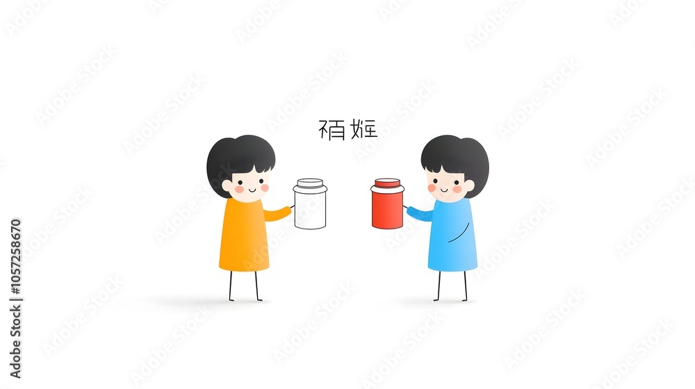 Leinwandbilder vibrant two color icons depicting a person holding up two distinct items visually representing the c