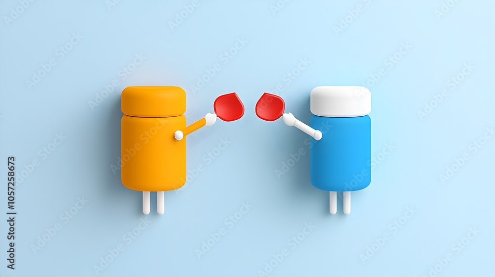 Leinwandbilder contrasting colored icons with a silhouetted person holding up two items symbolizing the concept of 