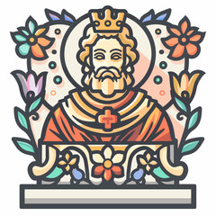 Vector illustration of a stained glass window with the image of Jesus Christ