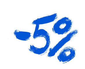 Minus 5 Percent Discount Tag Grunge Brush Stroke Drawing Vector Set