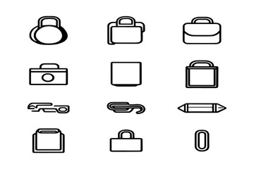 Minimalist Outline Business and Office Equipment Icons for Professional and Corporate Design Projects.