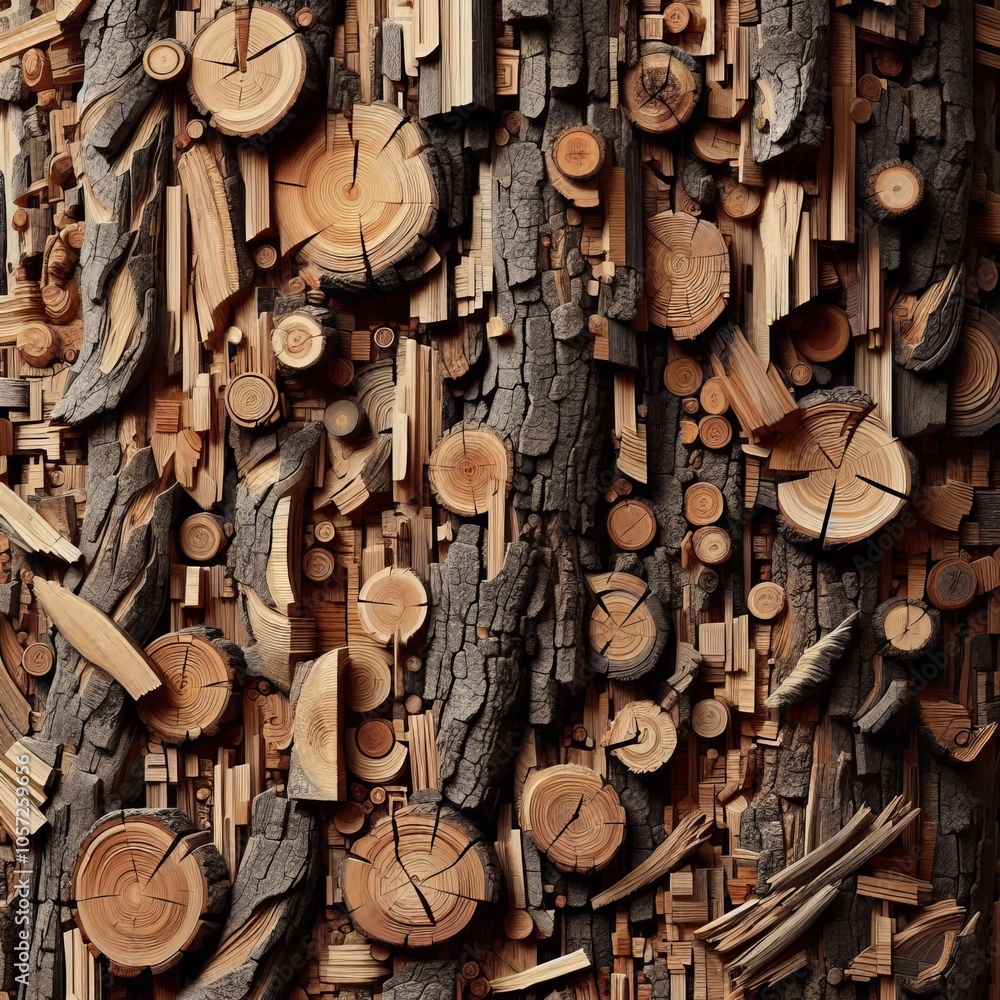 Aufkleber tree bark texture pieces of bark used to create a textured tree