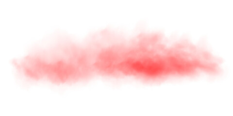 Fantastic red smoke. Magic smoke. Smog cloud on podium or stage. Fog vapor over ground or water surface, magic haze. PNG.