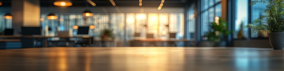 A blurry image of a room with a table and a potted plant