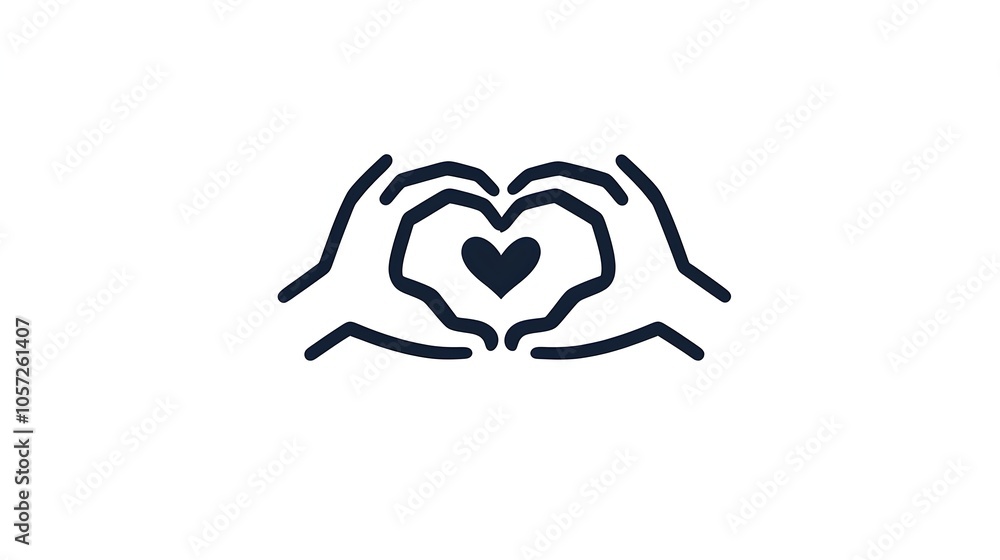 Aufkleber Minimalistic two tone icon featuring two hands forming a heart shape symbolizing the concepts of love unity connection and togetherness