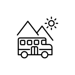 Study tour outline icons, minimalist vector illustration ,simple transparent graphic element .Isolated on white background