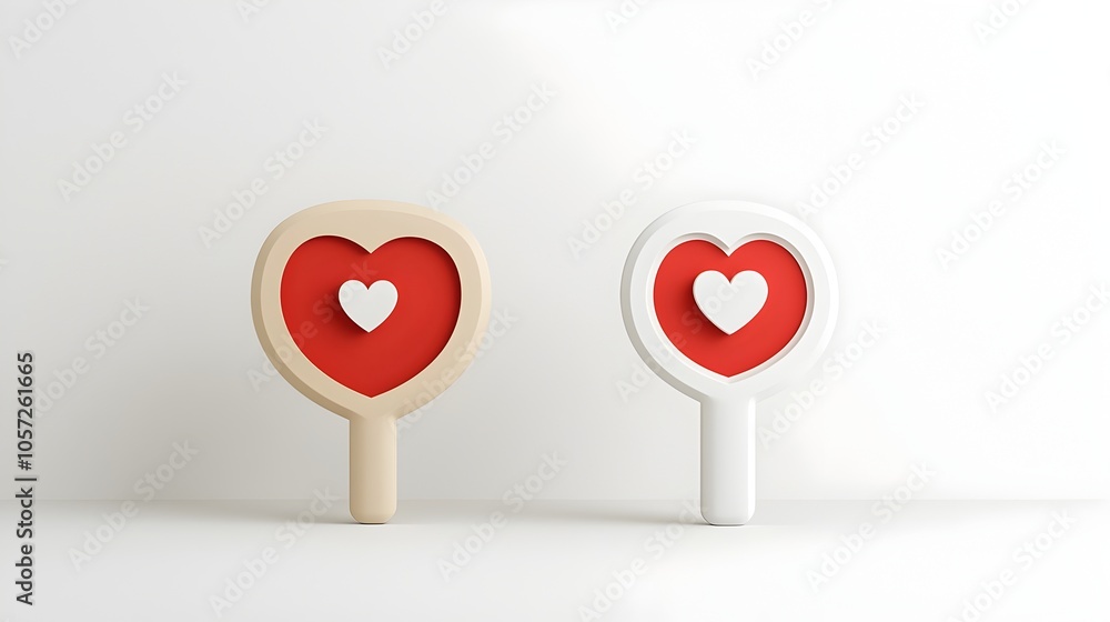 Fototapete Minimalist two color icons featuring a heart shape within a speech bubble symbolizing the concept of love communication  Crafted with clean smooth edges and simple geometric forms